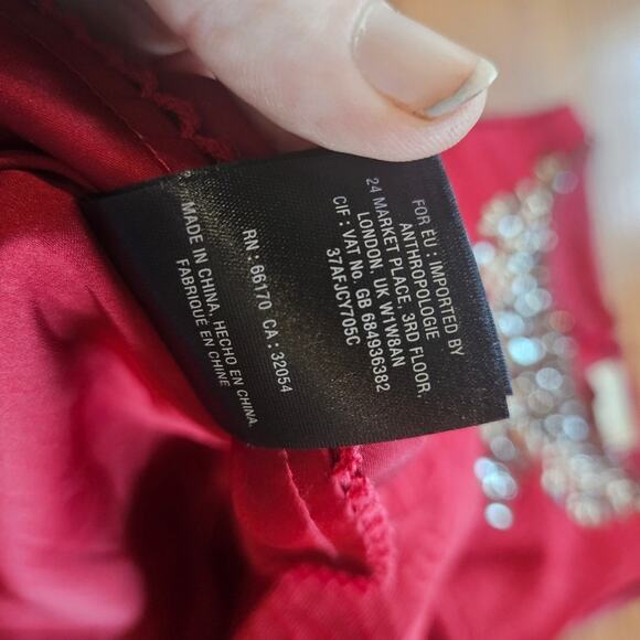 Anthropologie Moulinette Soeurs Toulouse Dress Red Gems Short Cocktail Size 10 - Picture 3 of 7